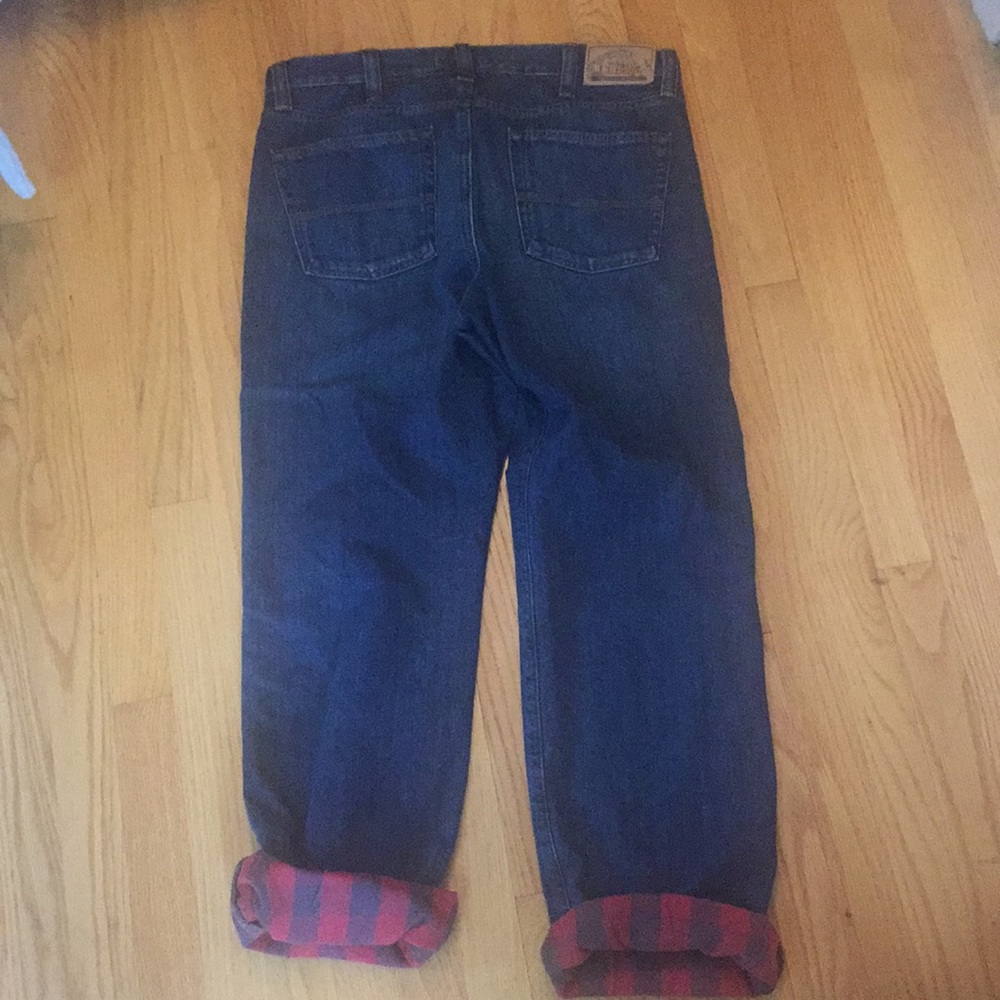 Men’s LL Bean jeans with red flannel lining